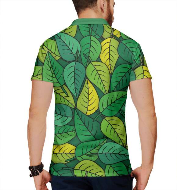 Мужское поло с изображением Листочки цвета Белый