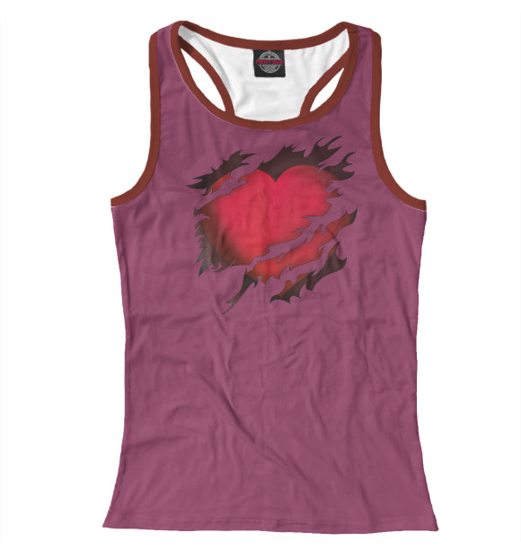 Женская майка-борцовка с изображением Сердце в разрыве груди цвета Белый