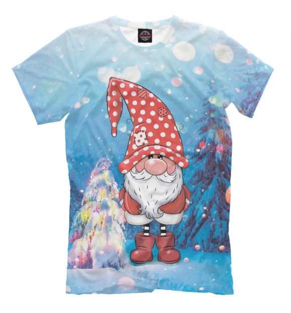 Мужская футболка с изображением Маленький Санта цвета Белый