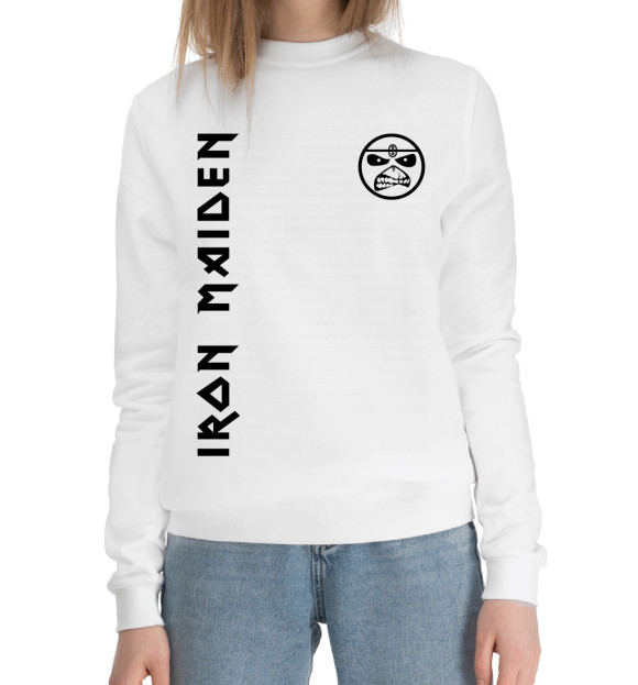 Женский хлопковый свитшот с изображением Iron Maiden цвета Белый
