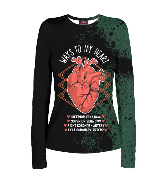 Женский лонгслив с изображением Heart Cardiology Echo Medic цвета Белый