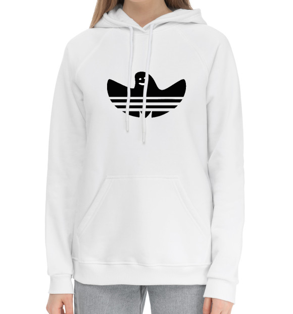 Женский хлопковый худи с изображением Призрак Адидаса цвета Белый