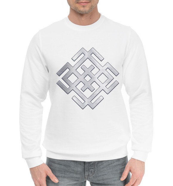 Женский хлопковый свитшот с изображением Оберег Световит цвета Белый