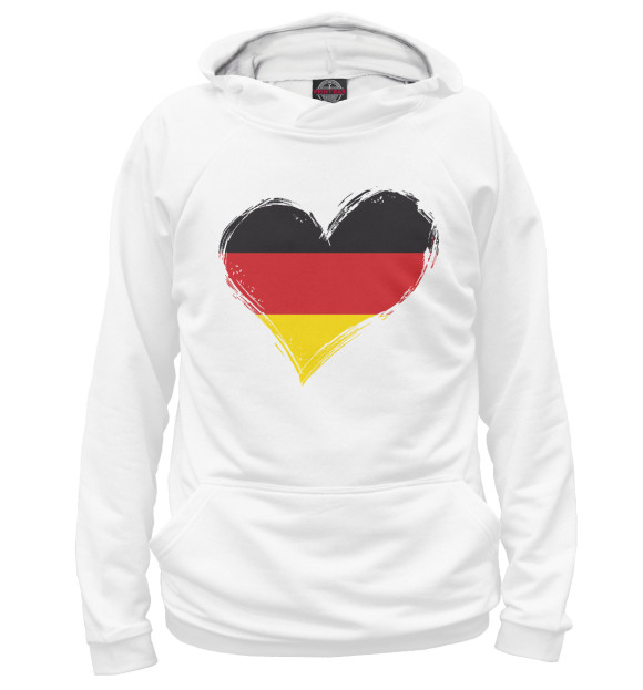 Худи для мальчика с изображением Сердце Германии (флаг) цвета Белый
