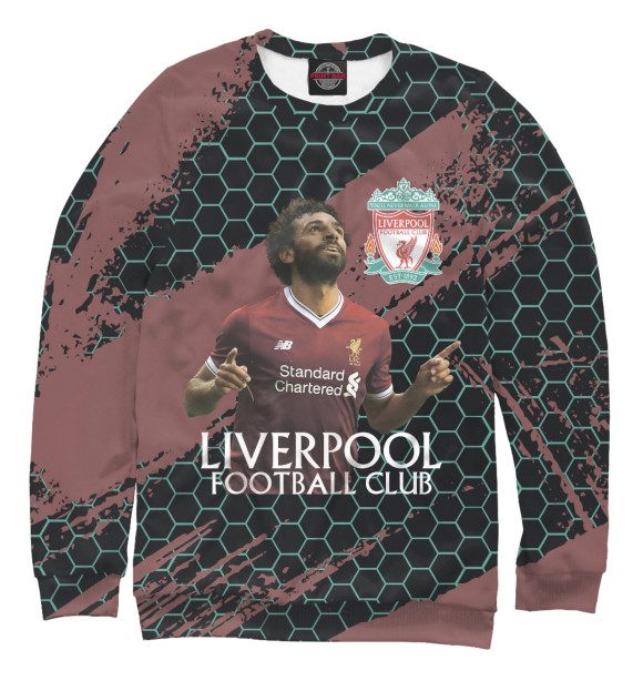 Женский свитшот с изображением Liverpool: Мохамед Салах. цвета Белый