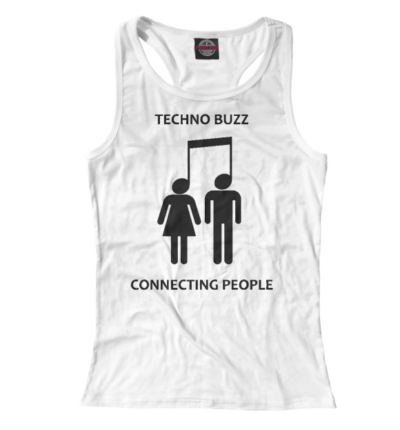 Женская майка-борцовка с изображением TECHNO BUZZ цвета Белый