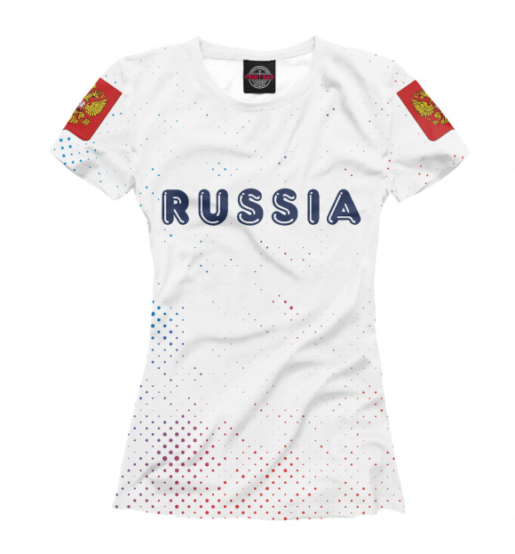Женская футболка с изображением Россия - Герб цвета Белый