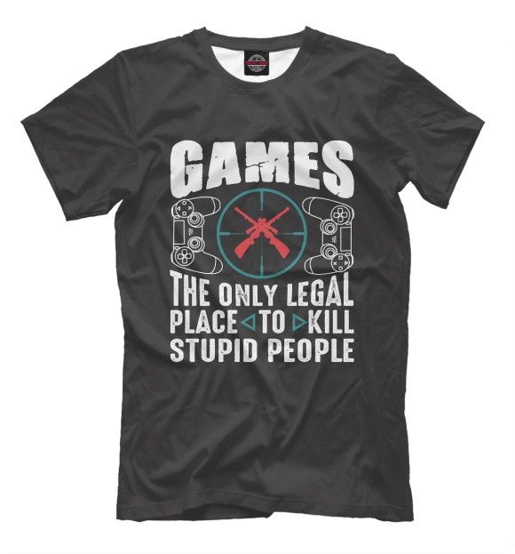 Мужская футболка с изображением Gamer цвета Белый