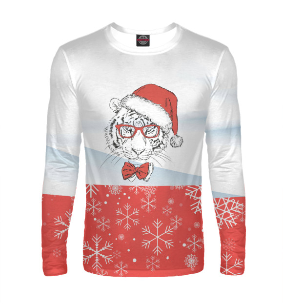 Мужской лонгслив с изображением Новый год 2022 цвета Белый