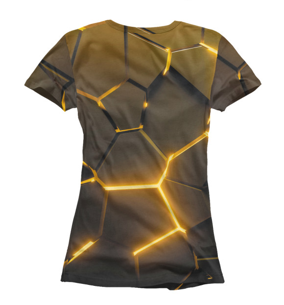 Женская футболка с изображением Разлом золотых неоновых плит - геометрия цвета Белый