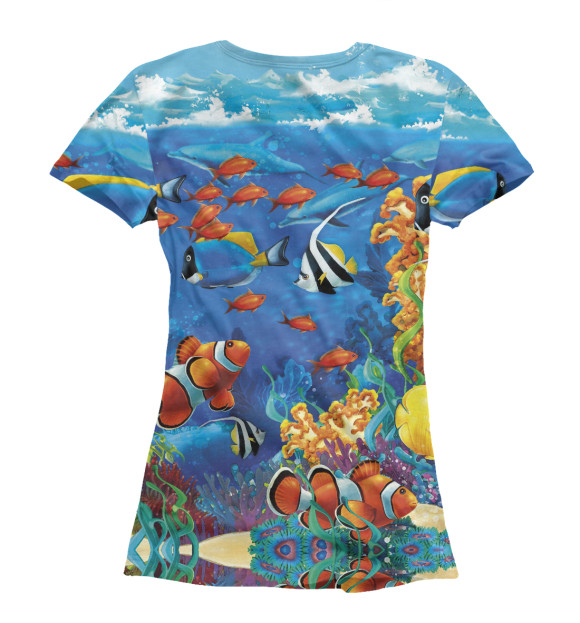 Женская футболка с изображением Коралловые рыбки цвета Белый