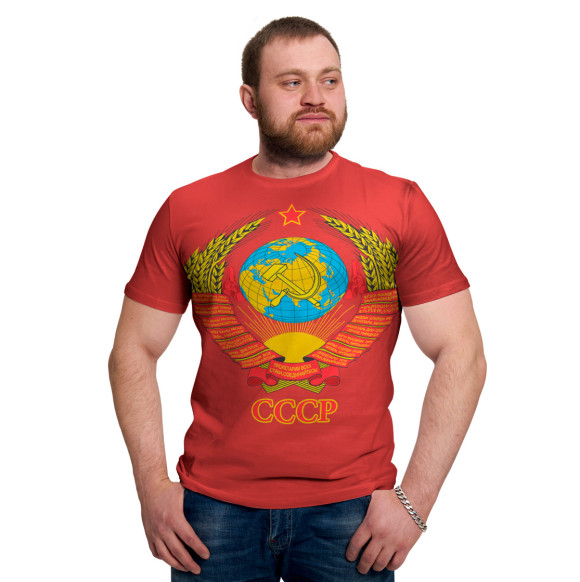 Мужская футболка с изображением Герб СССР цвета Белый