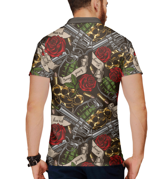 Мужское поло с изображением Gangster цвета Белый