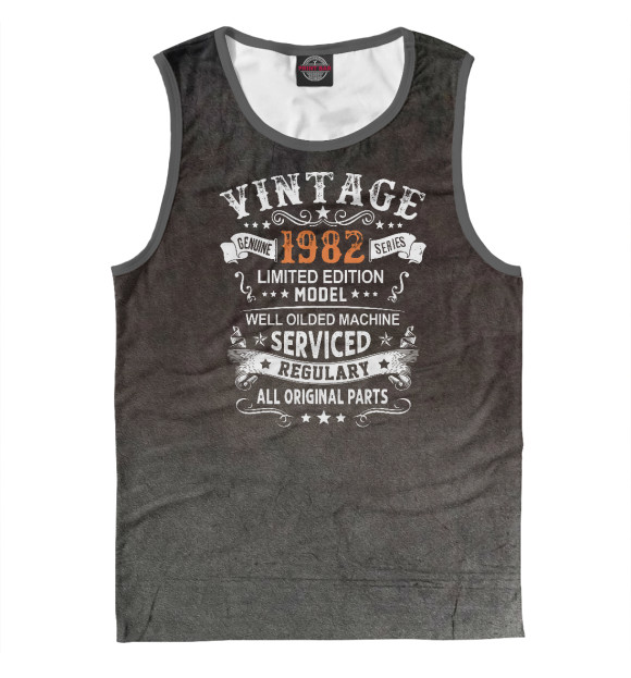 Мужская майка с притом Vintage 1982 цвета Белый Мужская майка с изображением Vintage 1982 цвета Белый