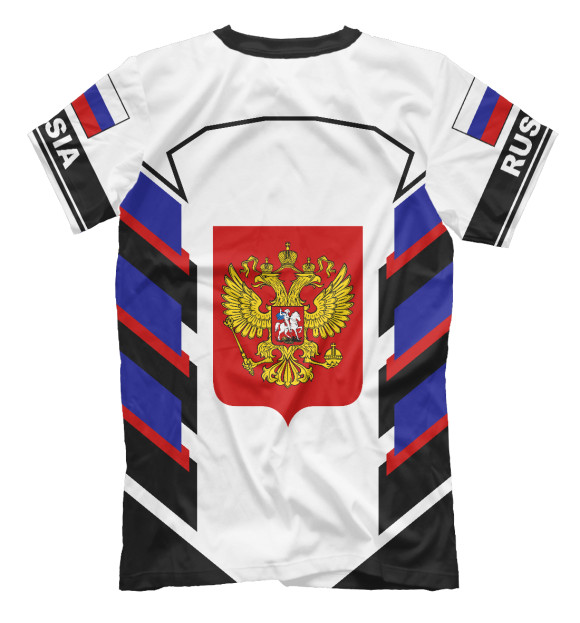 Мужская футболка с изображением Флаг России на рукавах цвета Белый