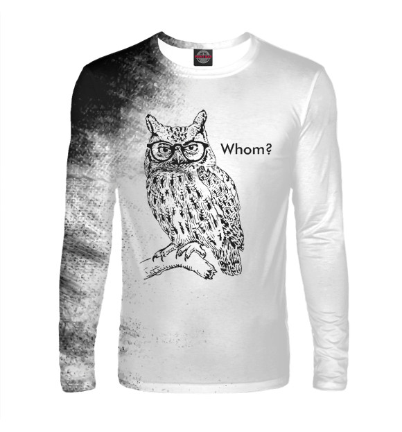Мужской лонгслив с изображением Smart Hipster Owl цвета Белый