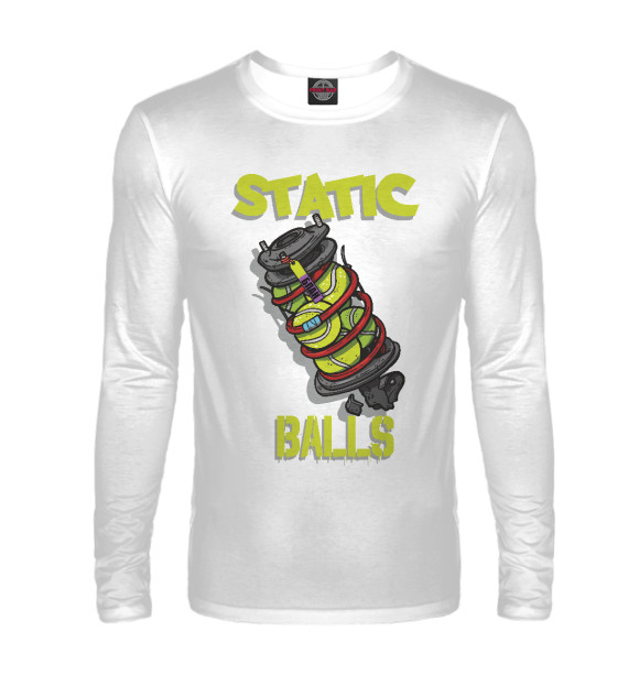 Мужской лонгслив с изображением Static Balls цвета Белый