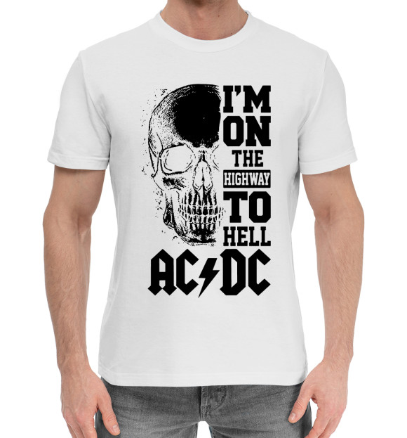 Мужская хлопковая футболка с изображением AC/DC цвета Белый