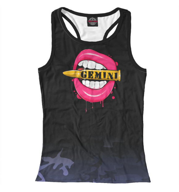 Женская майка-борцовка с изображением Gemini Zodiac цвета Белый