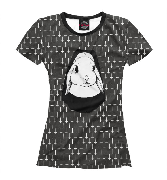 Женская футболка с изображением Зайка монашка цвета Белый