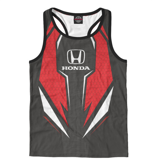 Мужская майка-борцовка с изображением Honda Driver team Red цвета Белый