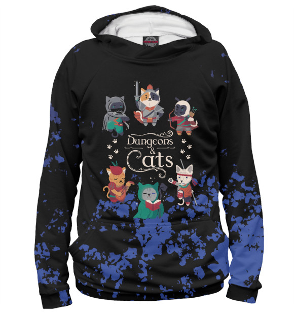 Женское худи с изображением Dungeons and cats цвета Белый