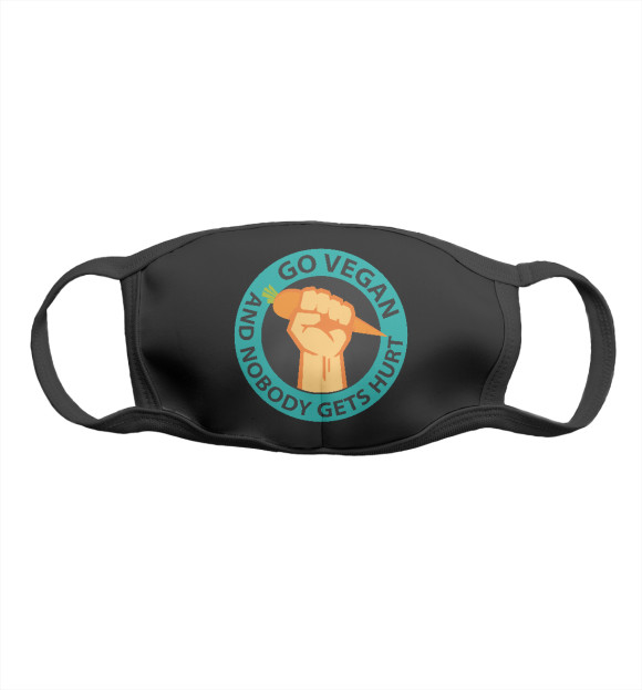 Маска тканевая с изображением Go Vegan цвета Белый
