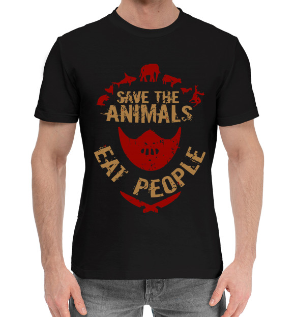 Мужская хлопковая футболка с изображением Eat People цвета Черный