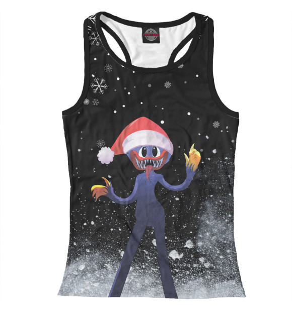 Женская майка-борцовка с притом Poppy Playtime цвета Белый Женская майка-борцовка с изображением Poppy Playtime цвета Белый