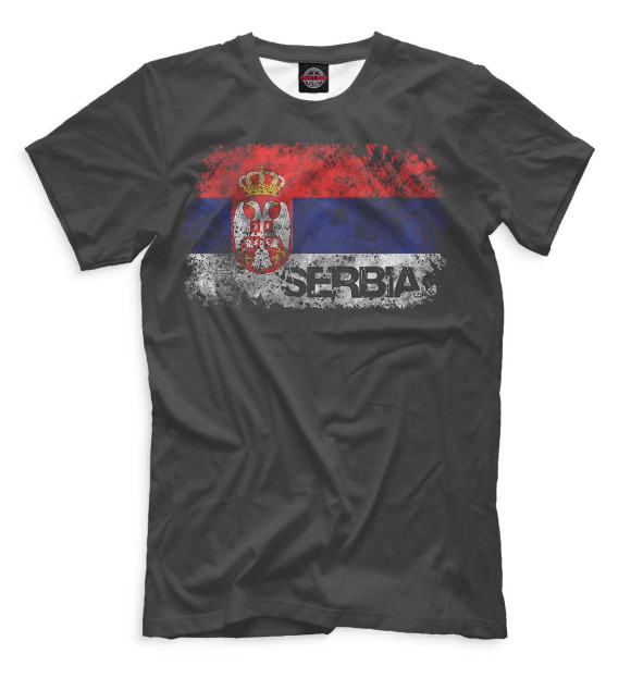 Мужская футболка с изображением Serbia цвета Белый