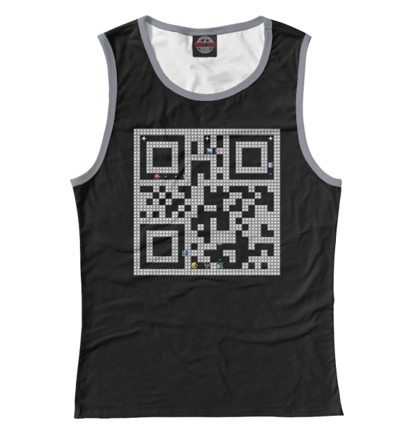 Майка для девочки с изображением QR Tank 1990 цвета Белый
