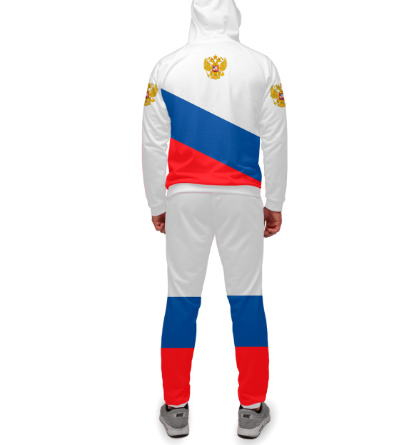 Мужской спортивный костюм с изображением Россия цвета Белый