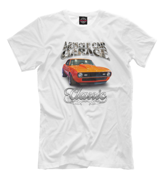 Мужская футболка с изображением Muscle car на белом цвета Белый