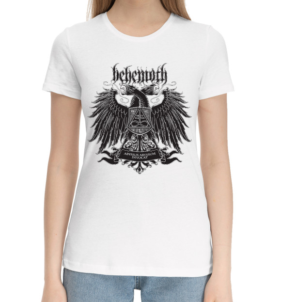 Женская хлопковая футболка с изображением Behemoth цвета Белый