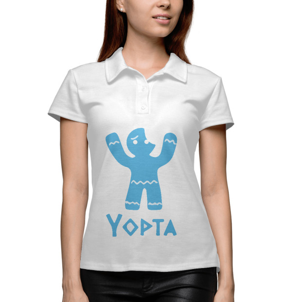 Женское поло с изображением Yopta цвета Белый