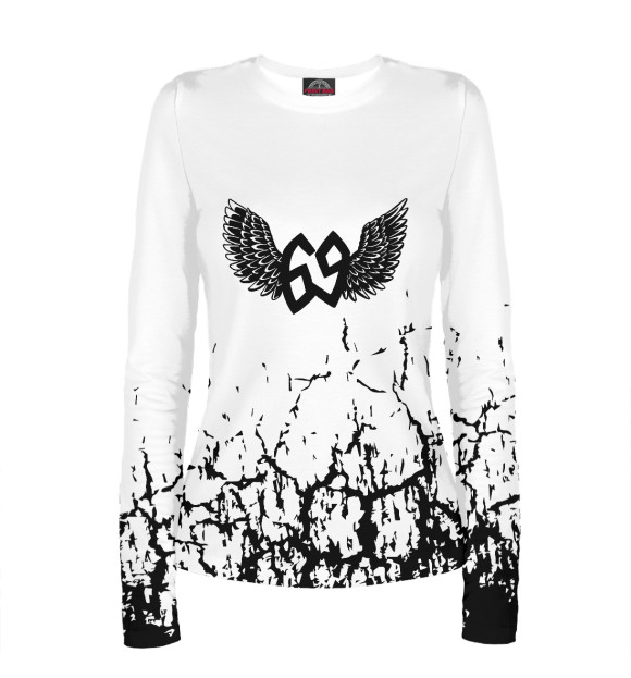 Женский лонгслив с притом 6ix9ine цвета Белый Женский лонгслив с изображением 6ix9ine цвета Белый