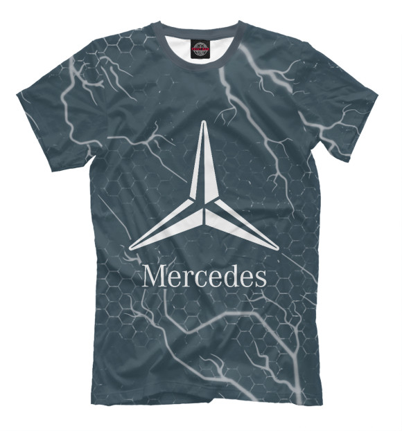Мужская футболка с изображением Mercedes - Звезда цвета Белый