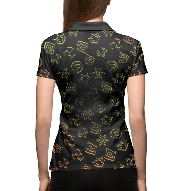 Женское поло с притом Genshin Impact цвета Белый Женское поло с изображением Genshin Impact цвета Белый