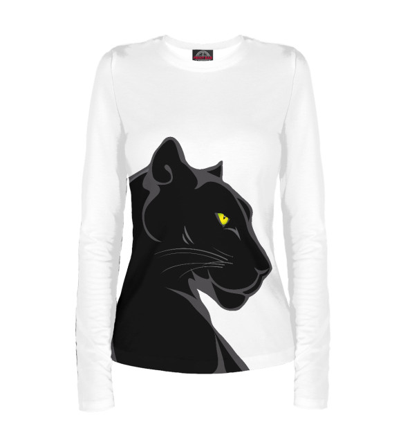 Женский лонгслив с изображением Чёрная пантера цвета Белый