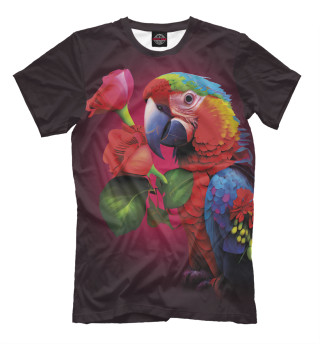  Попугай ара с цветами