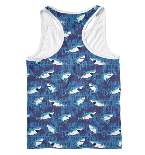 Мужская майка-борцовка с изображением Акулы цвета Белый