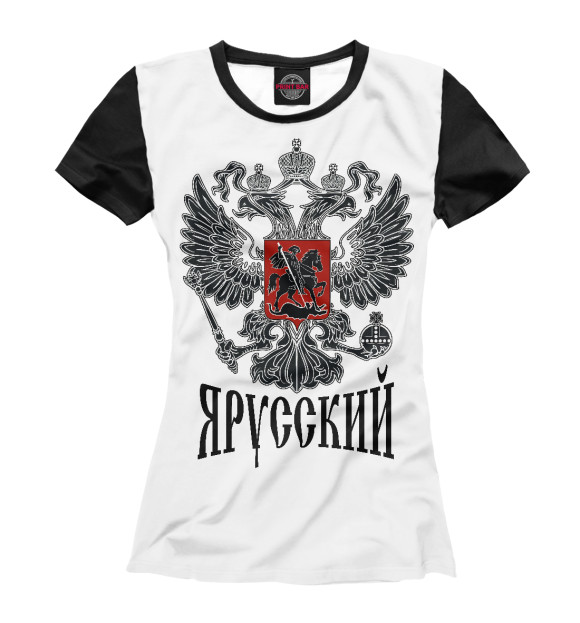 Женская футболка с изображением Символ России (Я Русский) цвета Белый