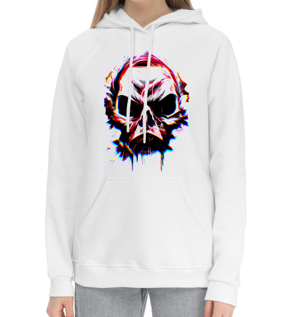Женский хлопковый худи с изображением Skull art цвета Белый