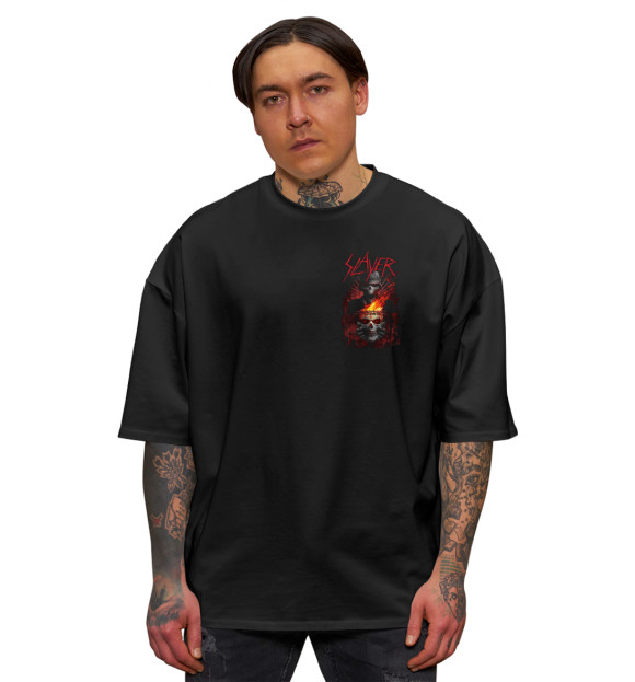 Мужская футболка оверсайз с изображением Slayer цвета Черный