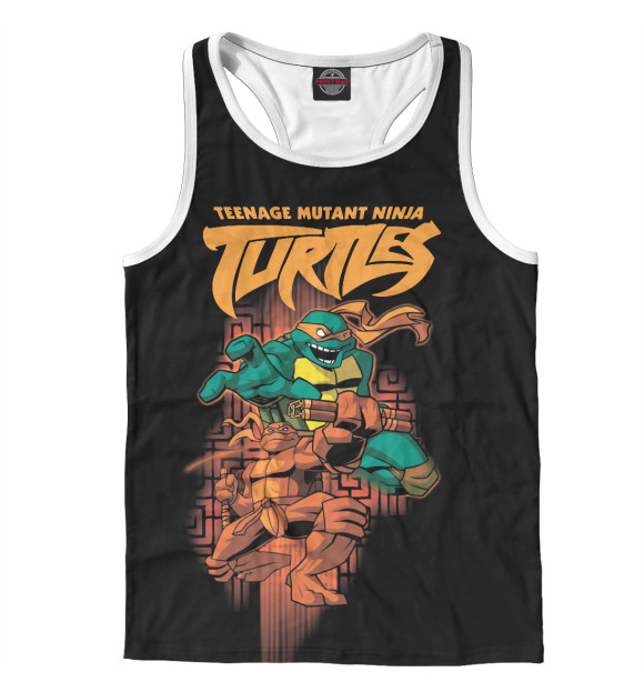 Мужская майка-борцовка с изображением Черепашки - ниндзя цвета Белый