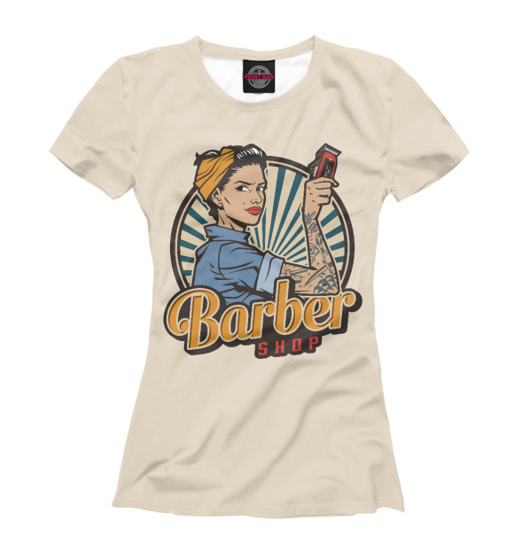 Женская футболка с изображением Barbershop цвета Белый