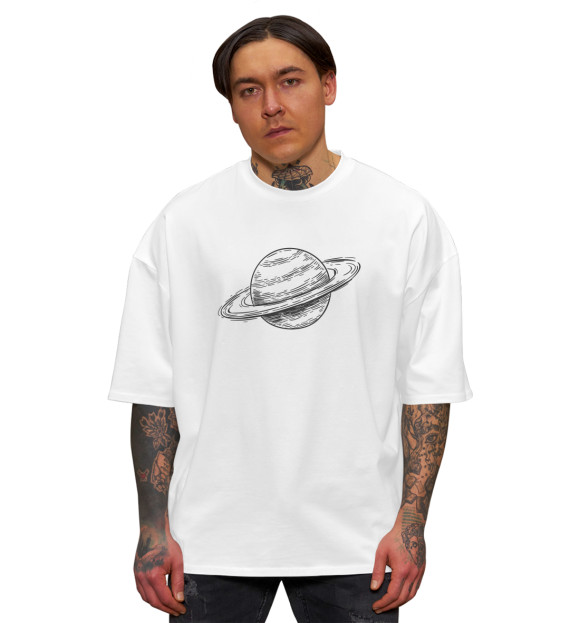 Мужская футболка оверсайз с изображением Space цвета Белый