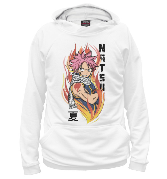 Мужское худи с изображением Natsu цвета Белый