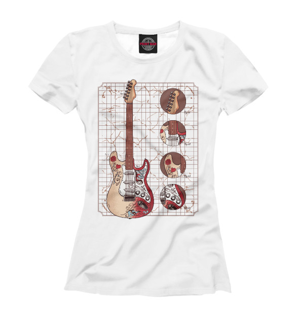 Футболка для девочек с изображением Monterey Stratocaster цвета Белый