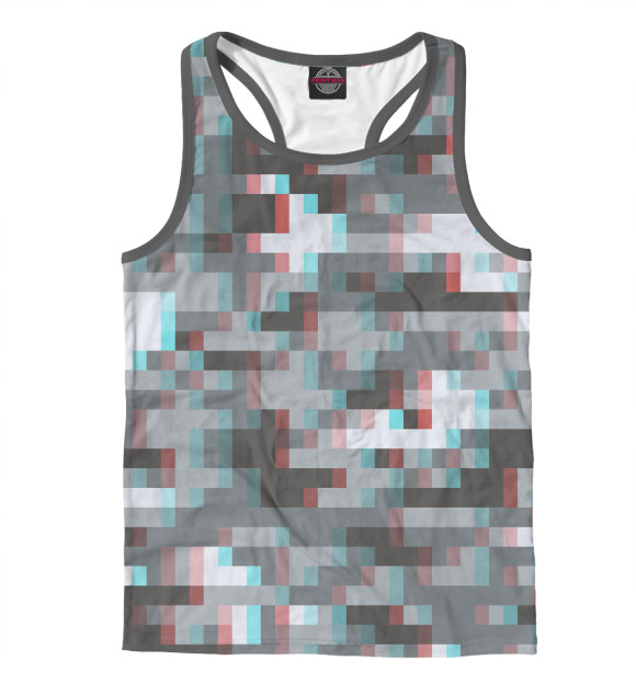 Мужская майка-борцовка с изображением Пиксельный камуфляж цвета Белый